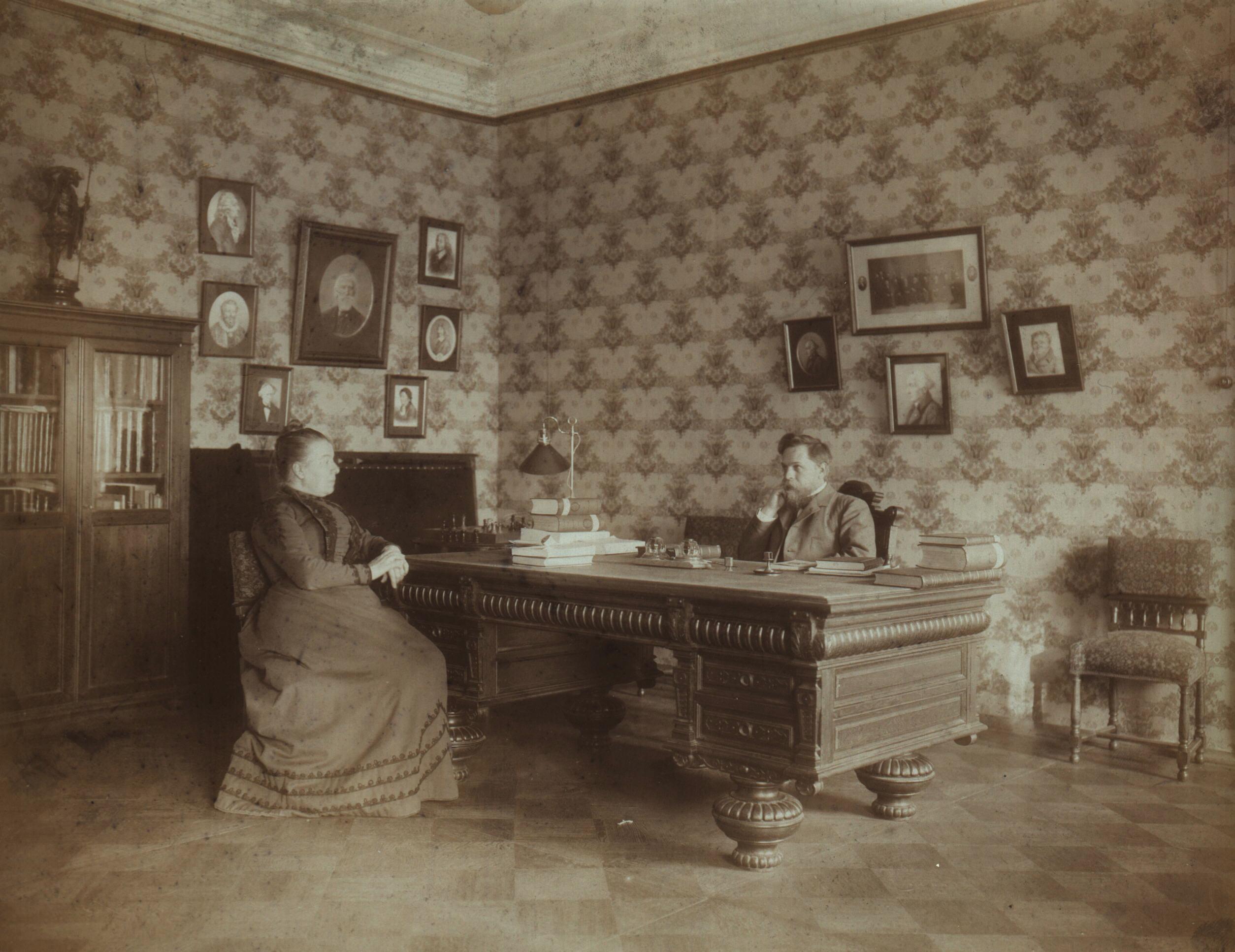 A. A. Markov in his study, with his wife Maria (source A. A. Markov family photos).